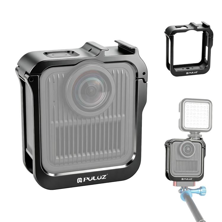 For GoPro MAX2 PULUZ Metal Camera Cage Frame with Cold Shoe & Adapter