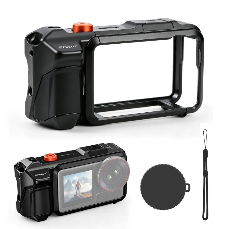 PULUZ Metal Camera Cage Expansion Adapter with Handle Grip & Lens Cap & Cold Shoes, For DJI Osmo Action 5 Pro