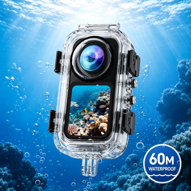 For Insta360 X6 PULUZ 60M / 196FT Underwater Waterproof Housing Invisible Diving Case HD PC Cover with Two-prong Base