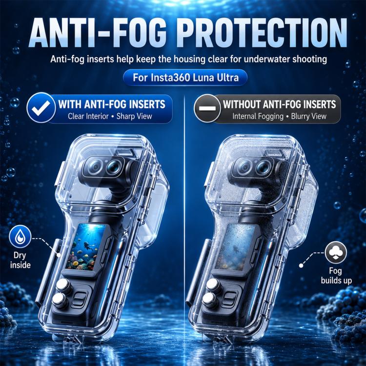 Waterproof Housing 60m/196ft Underwater Diving Case, High-transparency Optical Glass, For Insta360 Luna Ultra