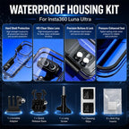 Waterproof Housing 60m/196ft Underwater Diving Case, High-transparency Optical Glass, For Insta360 Luna Ultra
