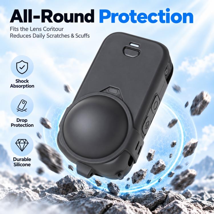 For Insta360 X6 PULUZ Silicone Protective Case with Lens Cover & Strap