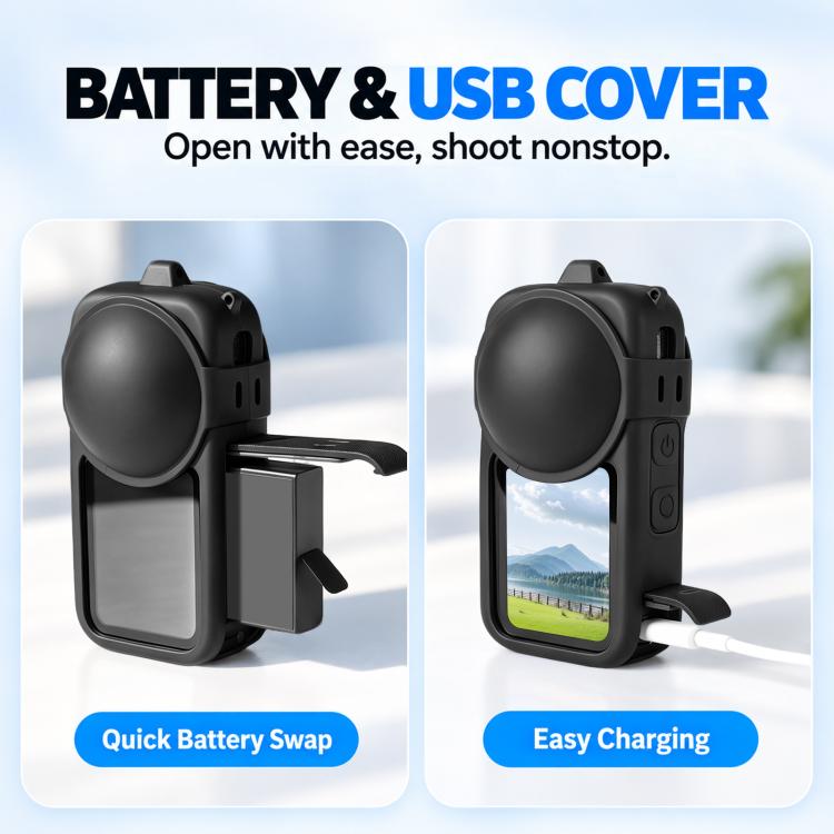For Insta360 X6 PULUZ Silicone Protective Case with Lens Cover & Strap