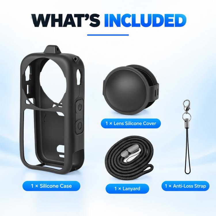 For Insta360 X6 PULUZ Silicone Protective Case with Lens Cover & Strap