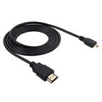 PULUZ Video 19 Pin HDMI to Micro HDMI Cable for GoPro Hero11 Black / HERO10 Black / HERO9 Black /8 Black /7 /6 /5 /4 /3+ /3, Sony, LG, Panasonic, Canon, Nikon, Smartphones and Cameras, Length: 1.5m