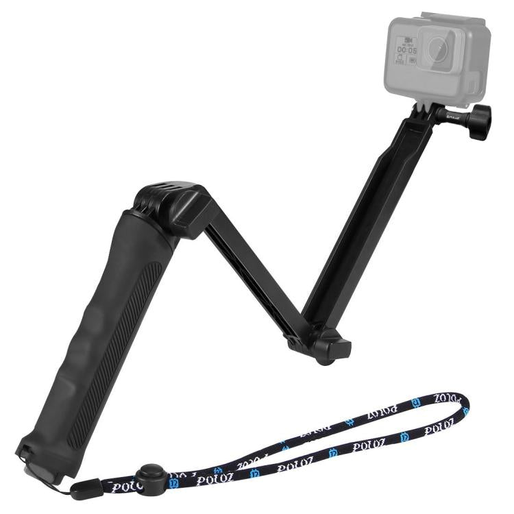 PULUZ 3-Way Grip Foldable Tripod Selfie-stick Extension Monopod for DJI, Insta360, GoPro and Other Action Cameras, Length: 20-58cm, Length: 20-58cm(AE)