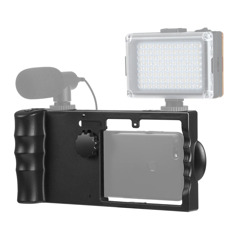 PULUZ Bluetooth Handheld Vlogging Live Broadcast Smartphone Video Rig Cage Filmmaking Recording Handle Stabilizer Bracket for iPhone, Galaxy, Huawei, Xiaomi, HTC, LG, Google, and Other Smartphones