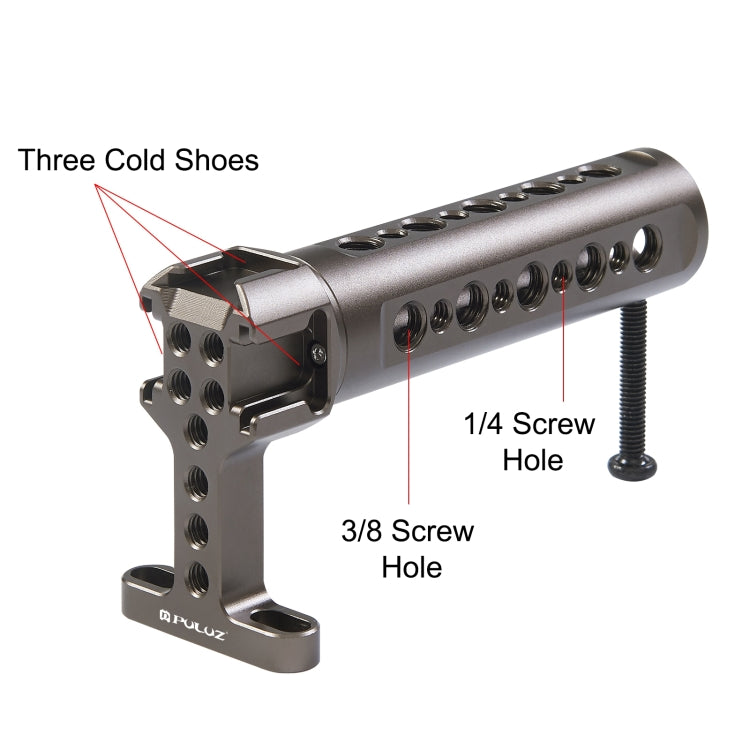PULUZ Handheld Video Stabilizer Top Handle with 3 Cold Shoes Mount for Camera Cage