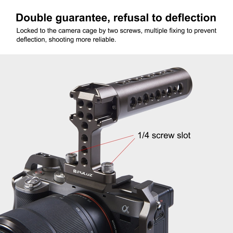 PULUZ Handheld Video Stabilizer Top Handle with 3 Cold Shoes Mount for Camera Cage