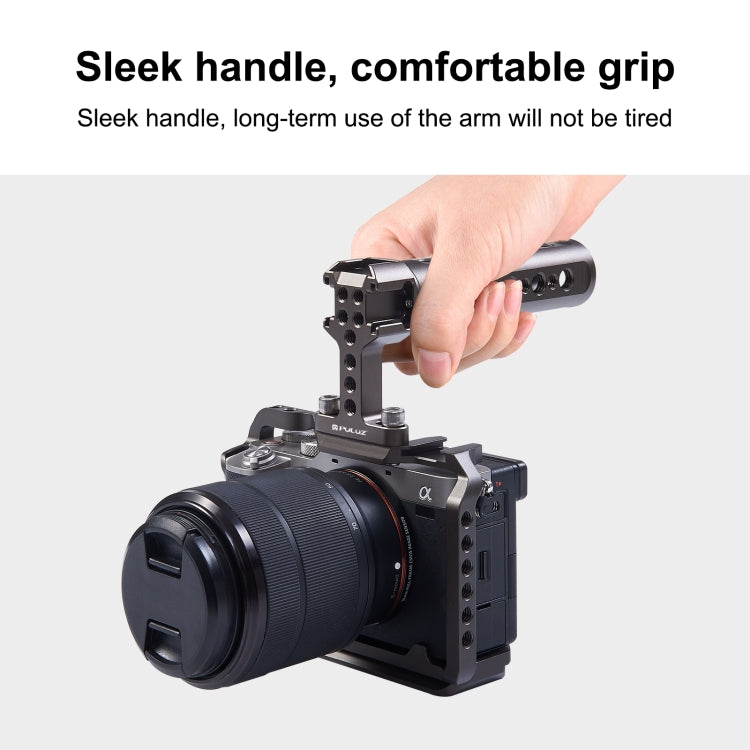 PULUZ Handheld Video Stabilizer Top Handle with 3 Cold Shoes Mount for Camera Cage