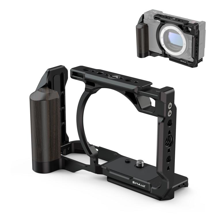 For Nikon ZR PULUZ Wood Handle Metal Camera Cage Expansion Frame
