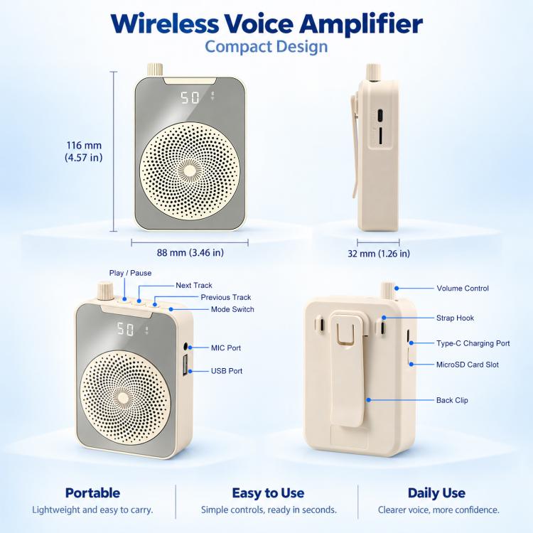 PULUZ Portable Wireless Teaching Microphone Voice Amplifier