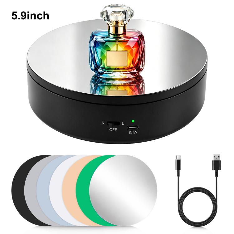 PULUZ 15cm Electric Rotating Display Turntable, 360 Degree Clockwise / Counterclockwise Props Turntable for Photography, Load 1-5kg