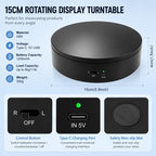 PULUZ 15cm Electric Rotating Display Turntable, 360 Degree Clockwise / Counterclockwise Props Turntable for Photography, Load 1-5kg — 15cm