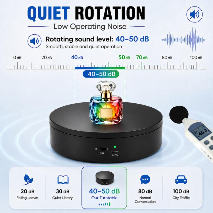 PULUZ 15cm Electric Rotating Display Turntable, 360 Degree Clockwise / Counterclockwise Props Turntable for Photography, Load 1-5kg — Blue