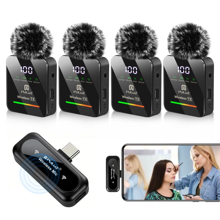 PULUZ 4 TX + 1 RX Wireless Lavalier Microphone