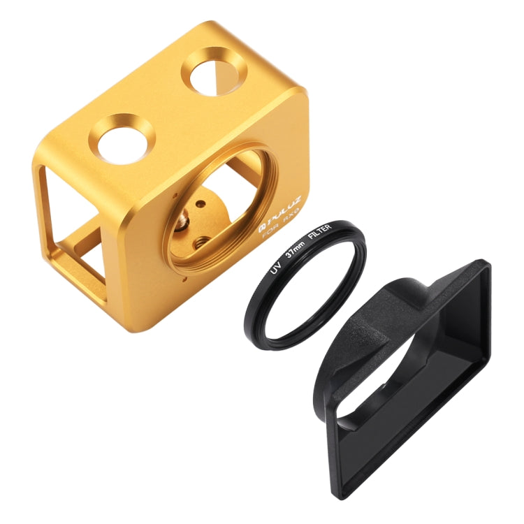 PULUZ for Sony RX0 Aluminum Alloy Protective Cage + 37mm UV Filter Lens + Lens Sunshade with Screws and Screwdrivers, Cage Black(US)