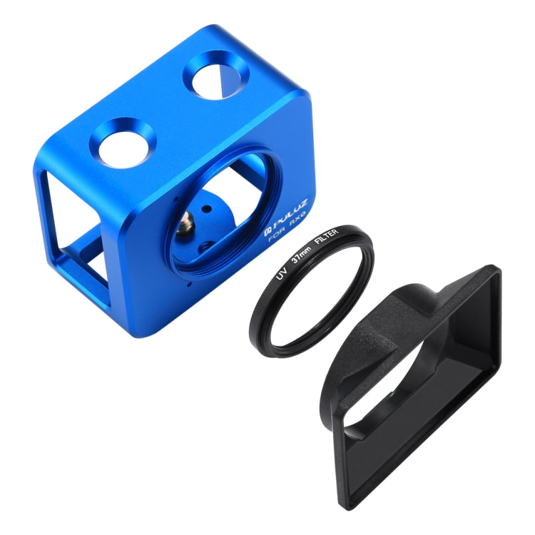 PULUZ for Sony RX0 Aluminum Alloy Protective Cage + 37mm UV Filter Lens + Lens Sunshade with Screws and Screwdrivers, Cage Black(US)