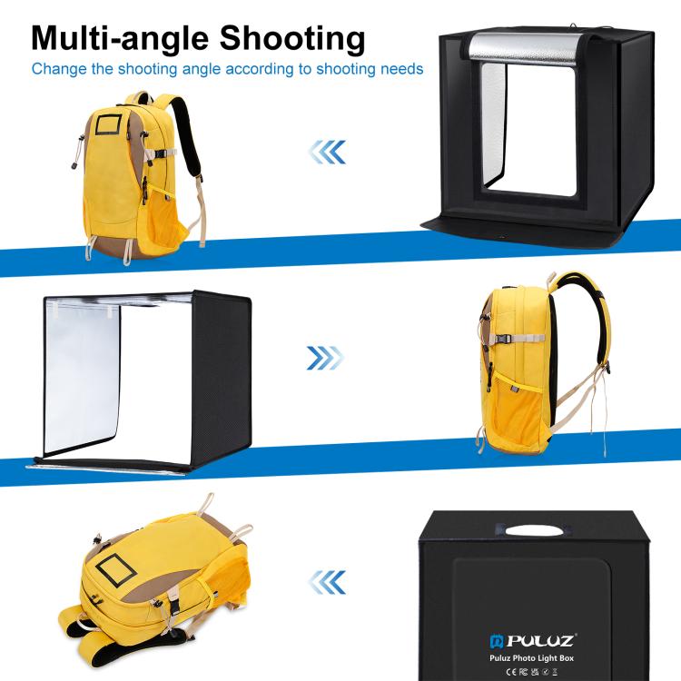 PULUZ Photo Studio Light Box Portable 60 x 60 x 60 cm Light Tent LED 5500K White Light Dimmable Mini 36W Photography Studio Tent Kit with 6 Removable Backdrops (Black Orange White Green Blue Red)