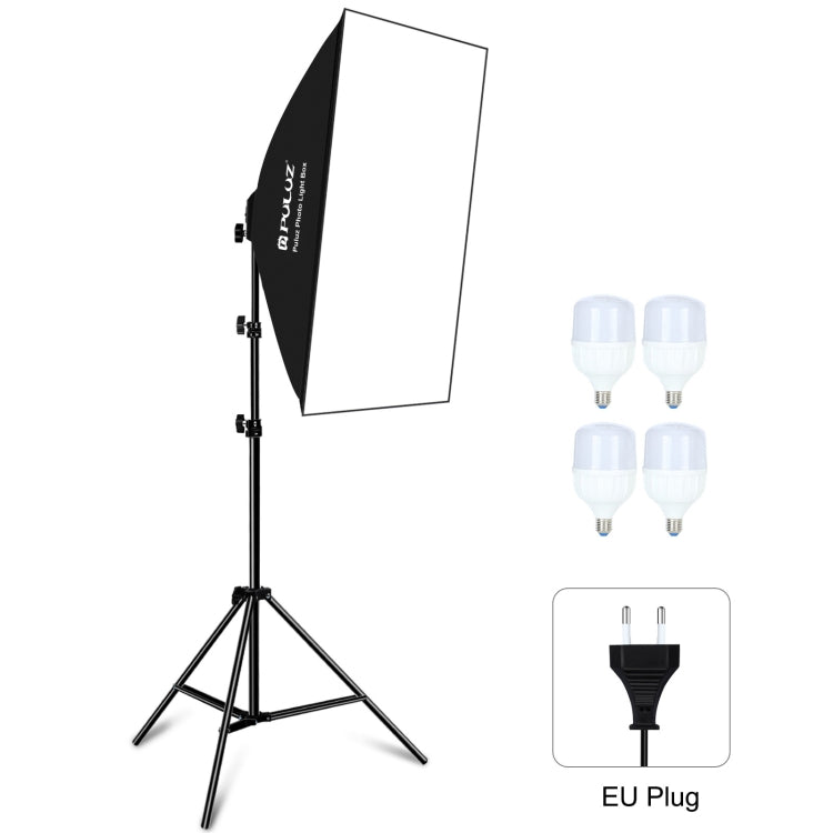PULUZ 50x70cm Studio Softbox + 2m Tripod Mount + 4 x 220V E27 20W 5700K White Light LED Light Bulb Photography Lighting Kit, 4 x Bulb EU Plug (RU)