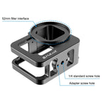 PULUZ for GoPro HERO13 Black /12 Black /11 Black /10 Black /9 Black Thicken Housing Shell CNC Aluminum Alloy Protective Cage with Insurance Frame & 52mm UV Lens