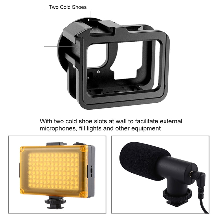 PULUZ for GoPro HERO13 Black /12 Black /11 Black /10 Black /9 Black Thicken Housing Shell CNC Aluminum Alloy Protective Cage with Insurance Frame & 52mm UV Lens