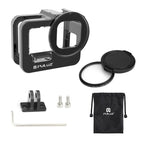 PULUZ for GoPro HERO13 Black /12 Black /11 Black /10 Black /9 Black Thicken Housing Shell CNC Aluminum Alloy Protective Cage with Insurance Frame & 52mm UV Lens