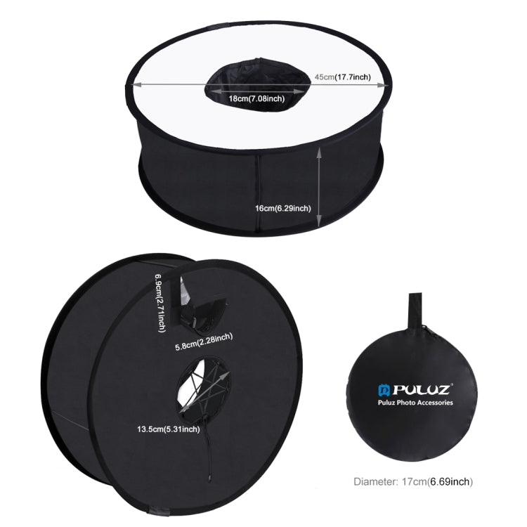 PULUZ 45cm Round Style Macro and Portrait Softbox SpeedLite Flash Light Foldable Diffuser, 45cm Round(US), 45cm Round(AE)