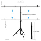 PULUZ 2x2m T-Shape Photo Studio Background Support Stand Backdrop Crossbar Bracket Kit with Clips