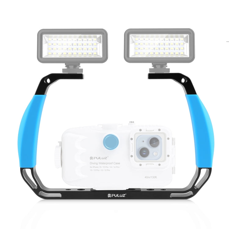 PULUZ Dual Silicone Handles Aluminium Alloy Underwater Diving Rig for GoPro, Other Action Cameras and Smartphones