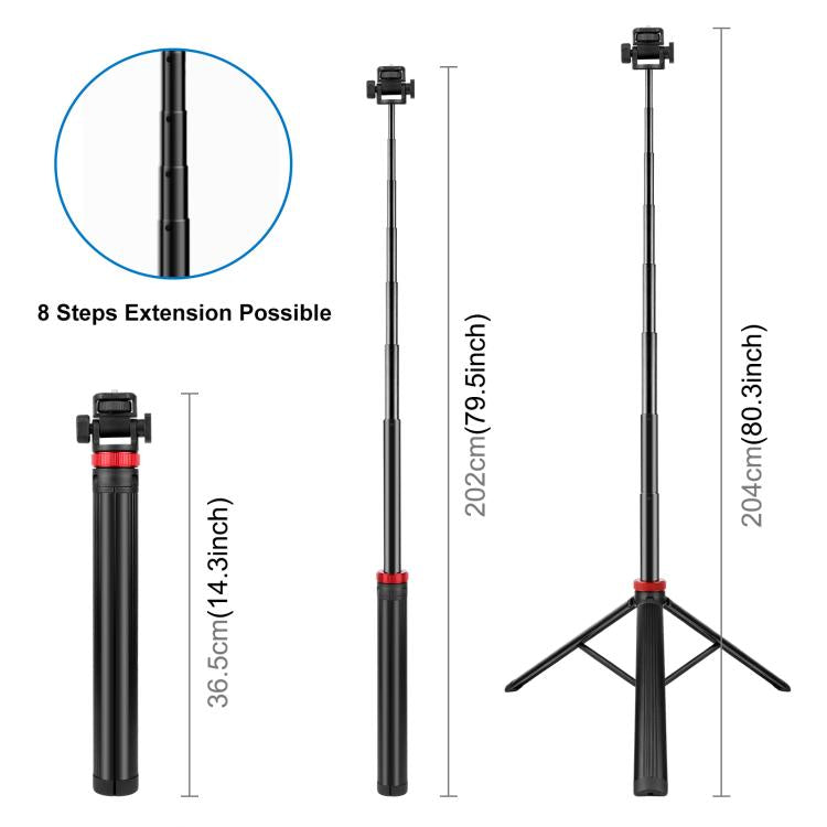 PULUZ 2m 8-section Aluminum Alloy Broadcast Fill Light Bracket Telescopic Tripod — view 3