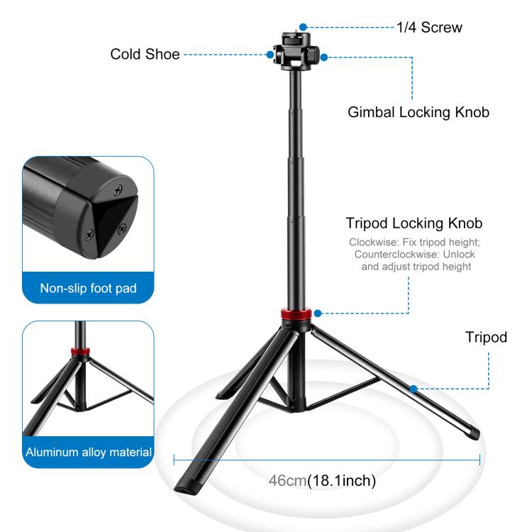 PULUZ 2m 8-section Aluminum Alloy Broadcast Fill Light Bracket Telescopic Tripod — view 4