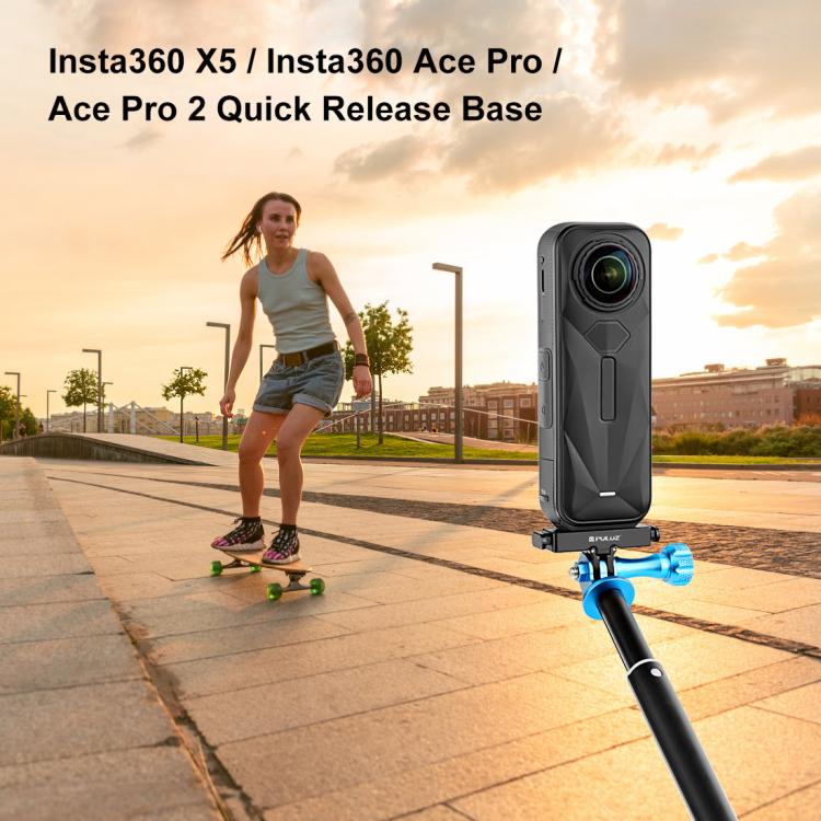 For Insta360 X5 / Ace Pro / Pro 2 PULUZ Aviation Aluminum Quick Release Base Adapter Bracket