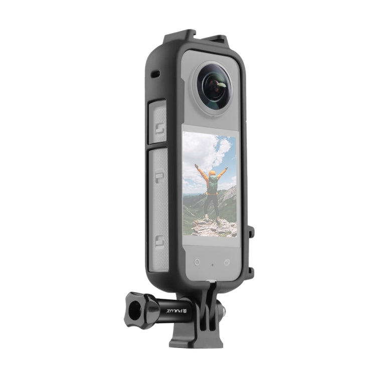 For Insta360 X3 PULUZ Cold Shoe PC Plastic Protective Frame with Adapter Mount & Screw