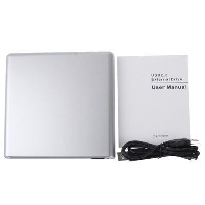 USB 2.0 Slim Aluminum Alloy Portable Slot-in External DVD-RW Drive, Plug and Play