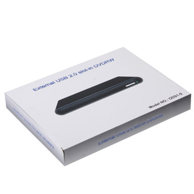 USB 2.0 Slim Aluminum Alloy Portable Slot-in External DVD-RW Drive, Plug and Play