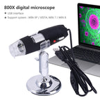2.0 Mega Pixels 800X USB Digital Microscope with 8 LED White Light / Holder