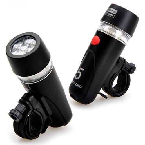 5 LED Water Resistant Bike Bicycle Head Light+ Rear Safety Flashlight