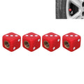 Universal 8mm Dice Style Plastic Car Tire Valve Caps, Pack of 4