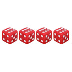 Universal 8mm Dice Style Plastic Car Tire Valve Caps, Pack of 4