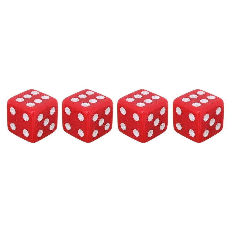 Universal 8mm Dice Style Plastic Car Tire Valve Caps, Pack of 4