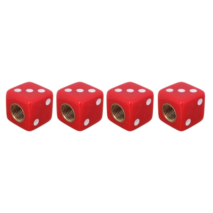 Universal 8mm Dice Style Plastic Car Tire Valve Caps, Pack of 4