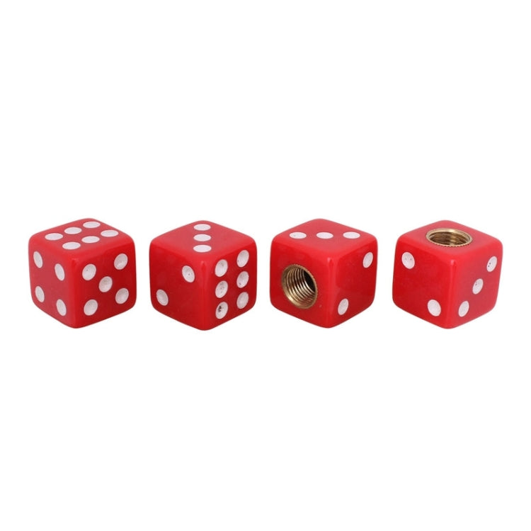 Universal 8mm Dice Style Plastic Car Tire Valve Caps, Pack of 4