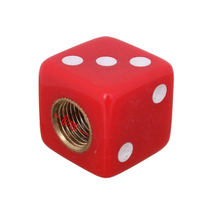 Universal 8mm Dice Style Plastic Car Tire Valve Caps, Pack of 4