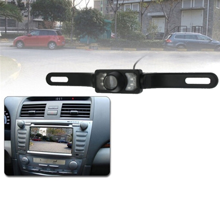 7 LED IR Infrared Waterproof Night Vision License Plate Frame Astern Backsight With Scaleplate, Support Installed in GPS Navigator, Wide Viewing Angle: 140 degree