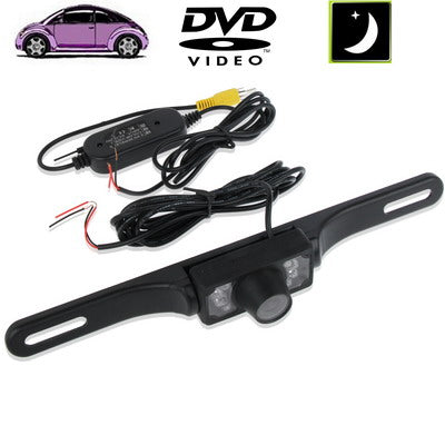 6 LED IR Infrared Waterproof Night Vision Wireless License Plate Frame Astern Backsight Rear View Camera, Support Installed in Car DVD Navigator or Car Monitor, Wide Viewing Angle: 140 degree