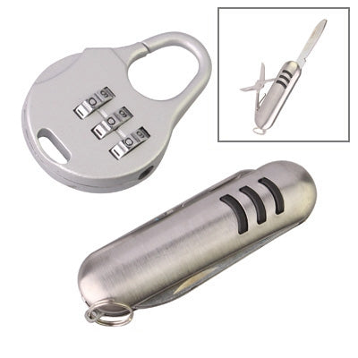 3 Digits Portable Mini Combination Lock / Tool Knife