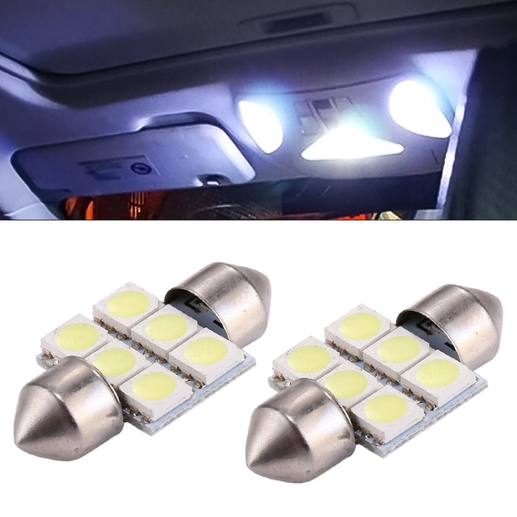 2 PCS 31mm Super White 6 LED Car Bulb Reading Light