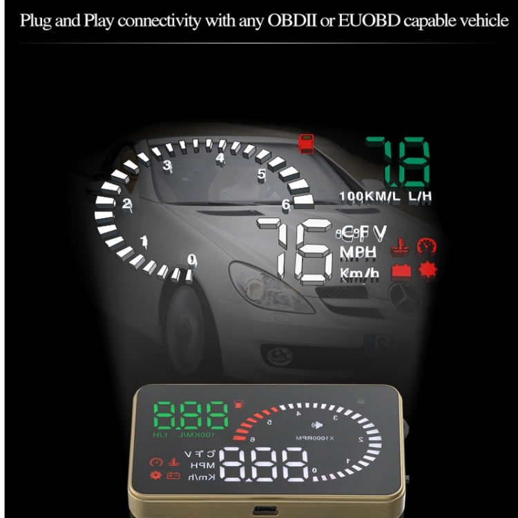 X6 3.5 inch Car OBDII / EUOBD HUD Vehicle-mounted Head Up Display Security System, Support Speed & Water Temperature & Speed Alarm & Fuel Consumption & Battery Voltage, etc.