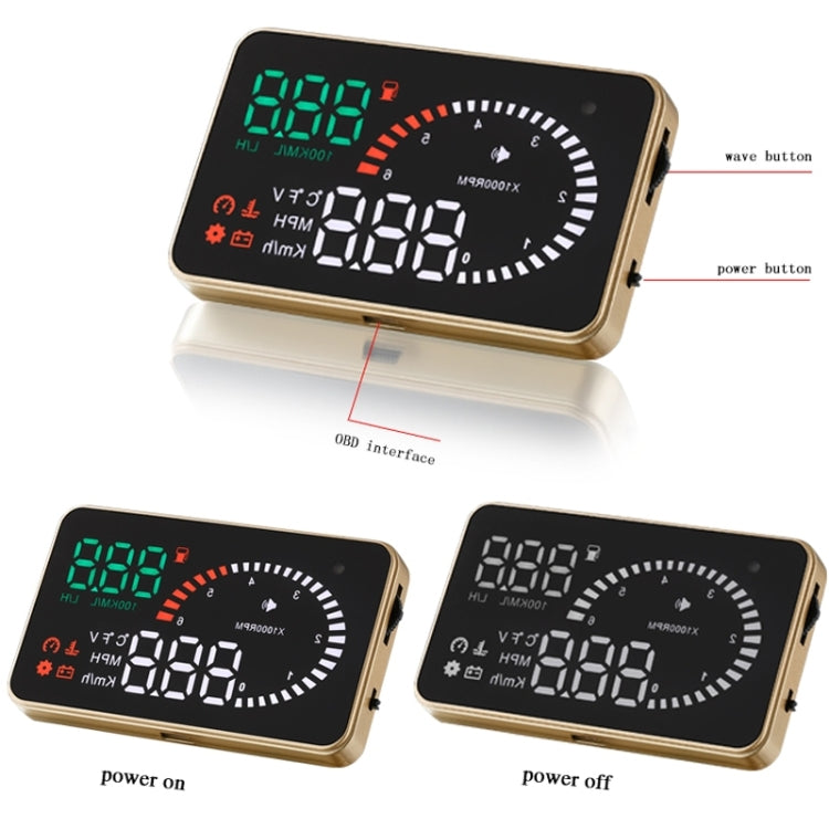 X6 3.5 inch Car OBDII / EUOBD HUD Vehicle-mounted Head Up Display Security System, Support Speed & Water Temperature & Speed Alarm & Fuel Consumption & Battery Voltage, etc.